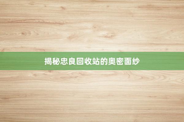 揭秘忠良回收站的奥密面纱